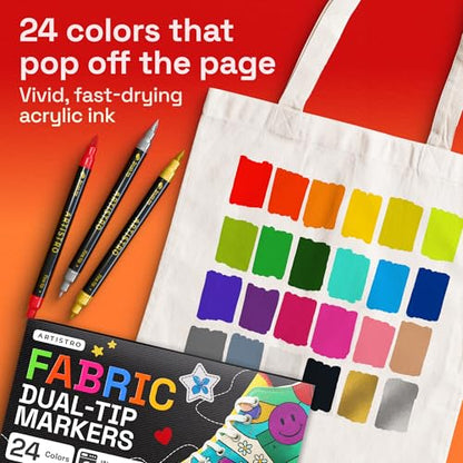 24 Dual Tip Fabric Markers Decorating Kit (24 Count)