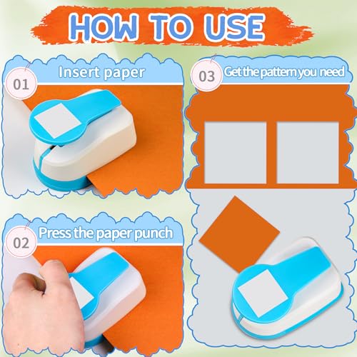 Square Punch Square Hole Punch for Crafts Squares Paper Punches for Crafting Squares Puncher for Scrapbooking 1.5 inch Shape Hole Puncher