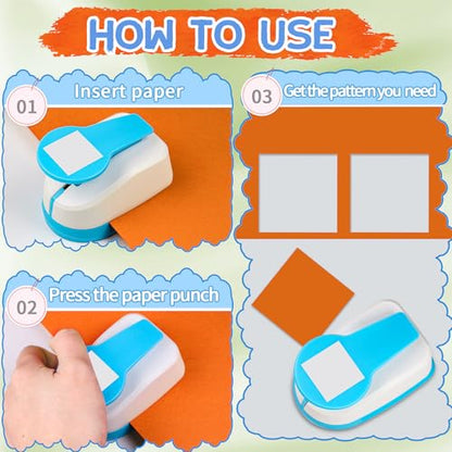 Square Punch Square Hole Punch for Crafts Squares Paper Punches for Crafting Squares Puncher for Scrapbooking 1.5 inch Shape Hole Puncher
