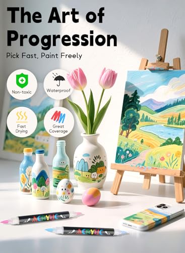 48 Colors Acrylic Paint Markers with 24 Dual