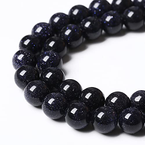 90PCS 4mm Starry Blue Sandstone Gemstone Beads Beads Natural Stone Round Loose Beads for Jewelry Making DIY Bracelet Necklace 15" Inch
