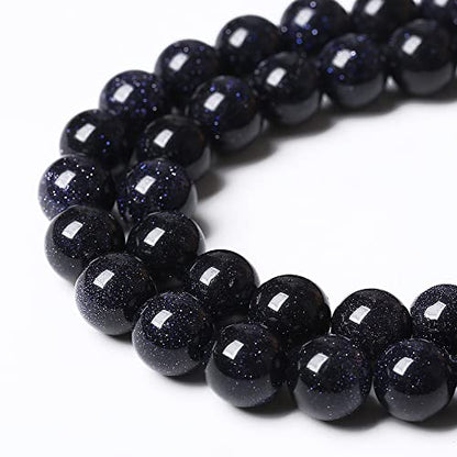 90PCS 4mm Starry Blue Sandstone Gemstone Beads Beads Natural Stone Round Loose Beads for Jewelry Making DIY Bracelet Necklace 15" Inch