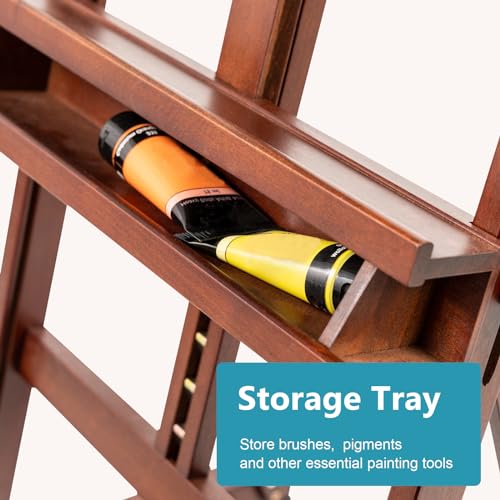 Beechwood H Frame Artist Studio Easel with Wheels and Storage Tray