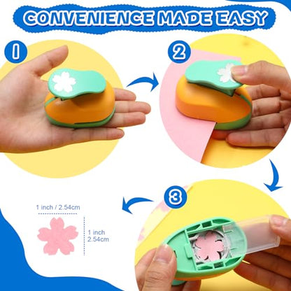 10 Pcs Craft Hole Punch Shapes 1 Inch Paper Punch Hole Mix Shapes Cutters for Paper Crafting Scrapbooking Office Supplies (10 Count)