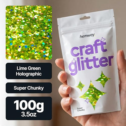 Craft Glitter Lime Green Holographic 100g Super Chunky Glitter (3.5 Ounce)
