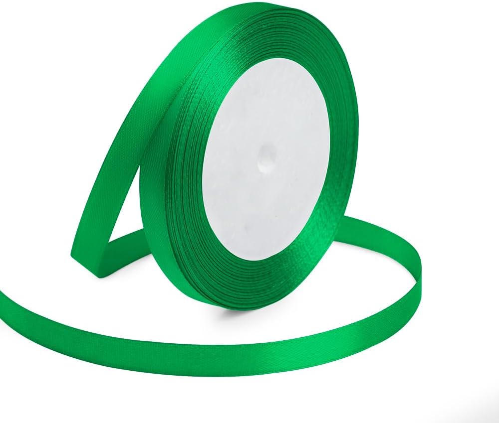 KMER LIFE Green Ribbon 3/8 Inches x 25 Yards Satin Ribbons Perfect for Halloween, Wreath, Corset, Floral, Floral Arrangement, Christmas, Wedding Party Decoration, Bow Making & Other Projects - Crafty Corner
