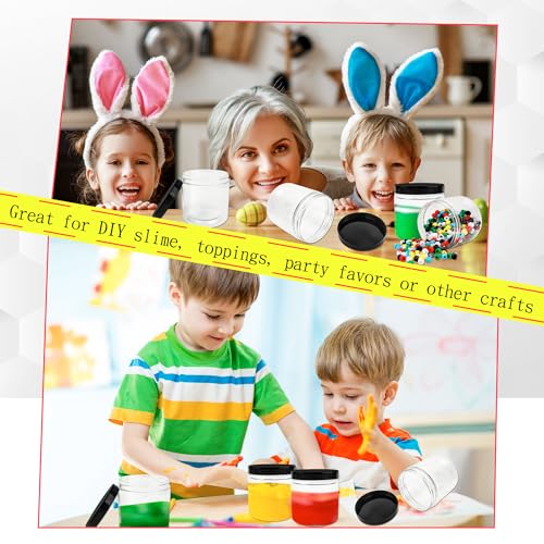 30 Pack 12oz Clear Plastic Jars with Black Lids Plastic Empty Storage Containers Refillable Round Clear Cosmetics Containers for Candy Kitchen Food Storage DIY Crafts Making (30 Count)