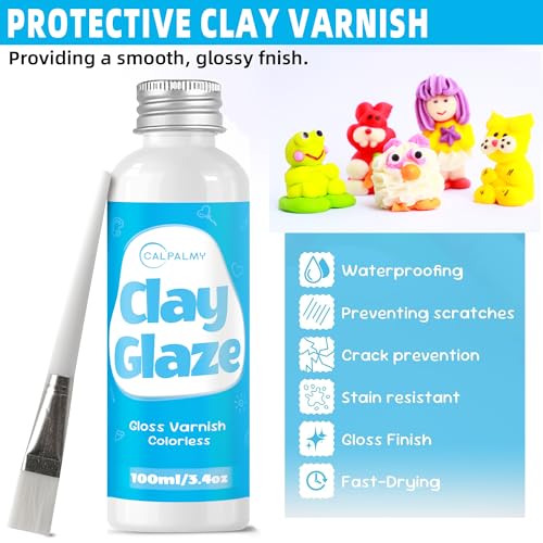 100ml Gloss Air Dry Clay Glaze with 29pcs Clay Tools Kit