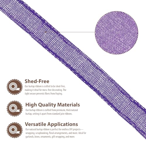 1 Inch Wide Purple Burlap Ribbon for Crafts (60 Foot)