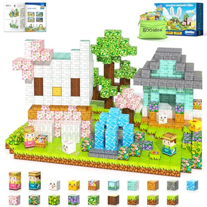 108PCS Magnetic Blocks Bunny Garden Magnet Building Toys for Kids Age 3+ (108 Count)