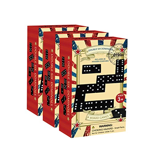 Wooden 3 Pack Double 6 Domino Set