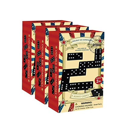 Wooden 3 Pack Double 6 Domino Set