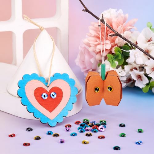 70Pcs 8mm Eye Printed Mosaic Tile Glass Cabochon
