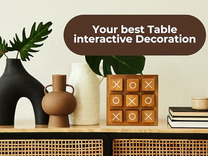 Wooden XO Blocks Tic Tac Toe Travel Game Coffee Tabletop Family Living Room Decoration Games Night for Adults for Desk and Bookshelf Decor Unique Wood Gifts 5.5 Inch