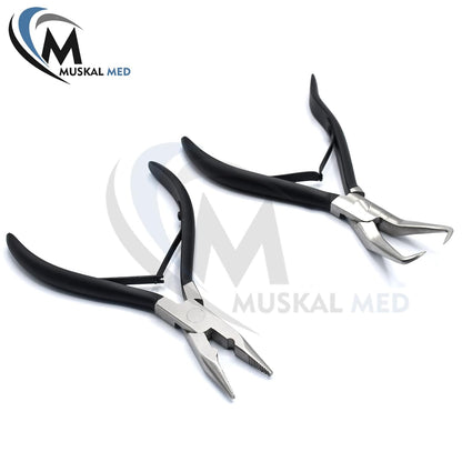 Professional Hair Extension & Beading Tool Kit Remove Plier Set for beads (4 Piece) I-Link Micro Ring Loop Needle Pulling Hook Threader Wire for Silicone Rings (Black)