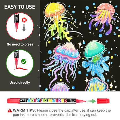 24 Colors Dual Tip Acrylic Paint Markers