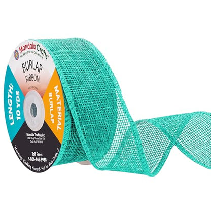 1 1 2 Inch Wide Turquoise Burlap Ribbon for Crafts (60 Foot)