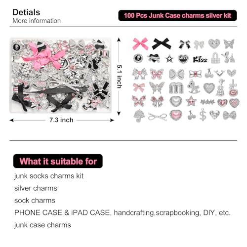 100 Pcs Big Junk Case Charms Kit for Phone Cases & Socks & Shoes