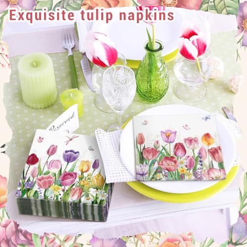 200 Pieces Tulips Cocktail Napkins 2 (200 count)