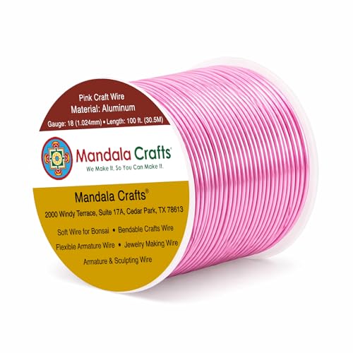 18 Gauge Pink Anodized Aluminum Craft Wire (100 Foot)