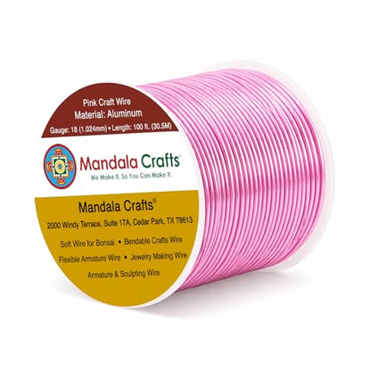 18 Gauge Pink Anodized Aluminum Craft Wire (100 Foot)