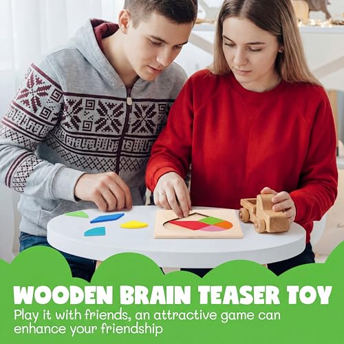 3 Pack Large Wooden Blocks Puzzles Hexagon Tangram Puzzle Wooden Russian Brain Puzzles for Adult Challenge Teasers Geometric Jigsaw Logic Iq STEM Educational Gift Graduation (3 Count)