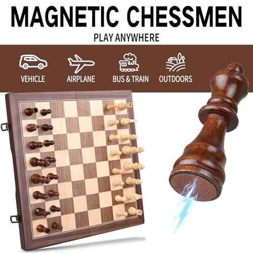 15'' Magnetic Wooden Chess Set for Adults Kids