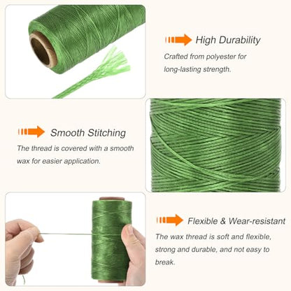 Waxed Thread 197 Yard 1mm 210D Flat Wax Thread Polyester Waxed String for Leather Sewing Hand Weaving Book Binding Home Decoration