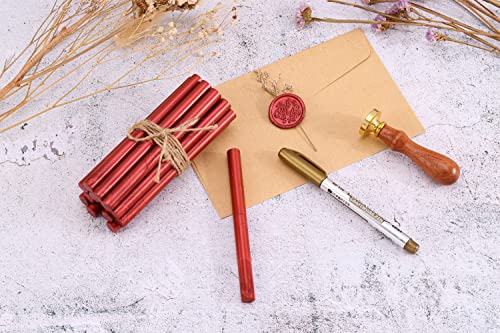 15Pcs Metallic Red Glue Gun Sealing Wax Sticks for Wax Seal Stamp (15 Count)