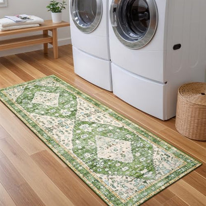 Felice Boho Runner Rugs 2x5 Green Kitchen Runner Rugs Non Skid Washable