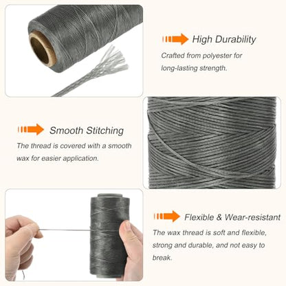 Waxed Thread 197 Yard 1mm 210D Flat Wax Thread Polyester Waxed String for Leather Sewing Hand Weaving Book Binding Home Decoration