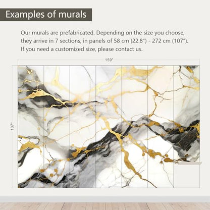 Black and Gold Marble Wallpaper wall murals for Bedroom 159"x107"