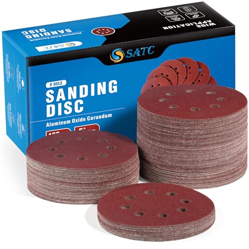5 Inch Sanding Discs Hook and Loop 150 PCS Sandpaper Discs Premium Aluminum Oxide 120 Grit for Random Orbital Sander (150 Count)