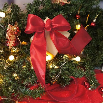 Satin Wired Ribbon 2.5 Inch x 20 Yards Red for Christmas Home Décor Gift Wrapping Tree Topper Bow Wreath DIY Crafts (60 Foot)