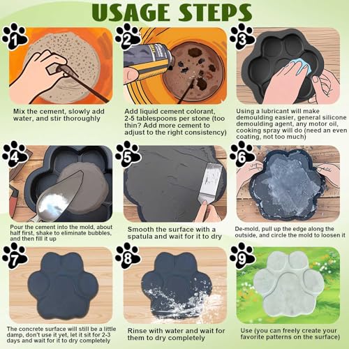 Set of 1 Large Paw Print Stepping Stones Mold Pavers for Outside Walkway
