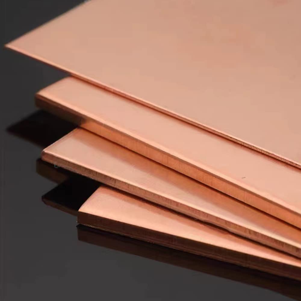 4 Pcs 99.9% Pure Copper Sheet, 4" x 4", 28 Gauge(0.3mm) Thickness, Double Sided Film Attached Copper Sheets Metal Plates for Crafting, Modelers, Jewelry, Repairs, Electrical