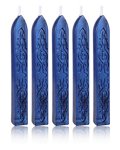 5Pcs Navy Blue Sealing Wax Sticks with Wicks for Wax Seal Stamp (5 Count)