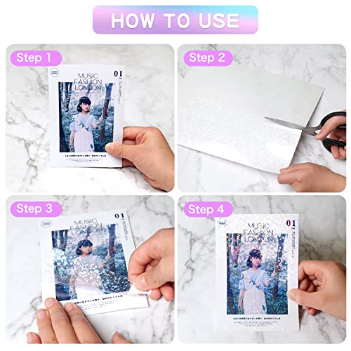 36 Sheets Holographic Laminate Sheets Clear Self Adhesive Sticker Paper