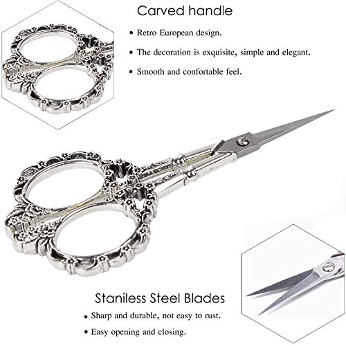 4.5inch Plum Blossom Embroidery Scissors with Leather Case (2 Count)