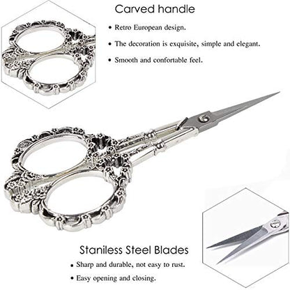4.5inch Plum Blossom Embroidery Scissors with Leather Case (2 Count)