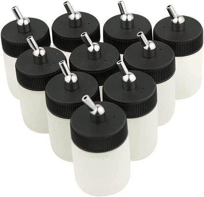 10 x 22CC Dual Action Airbrush Plastic Bottle Standard Suction Lid for Siphon Feed Airbrushes