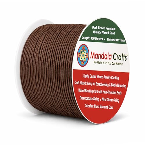 1mm Dark Brown Waxed Cord