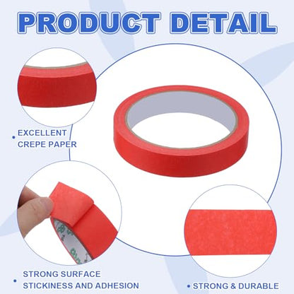 Masking Tape 0.7 Inch x 21 Yard Painter's Tape Red Paint Tapes for DIY Crafts Arts Drawing Decoration Labeling Car Painting Artist Teachers
