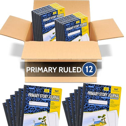 12 Pack EPI Primary Ruled Composition Notebook Black (12 Count)