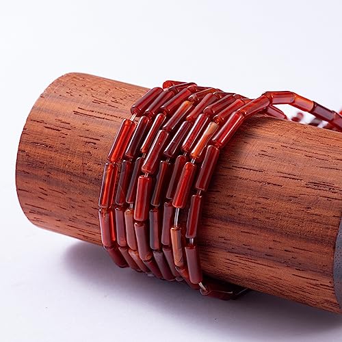 Natural Red Agate Cylinder Tube Beads 4x13mm 38cm (28 Count)
