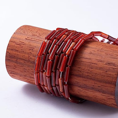 Natural Red Agate Cylinder Tube Beads 4x13mm 38cm (28 Count)