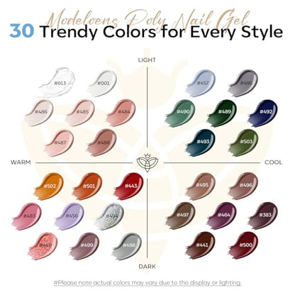 Poly Nail Gel Kit 30 Colors with 8 W Nail Lamp Poly Extension Gel