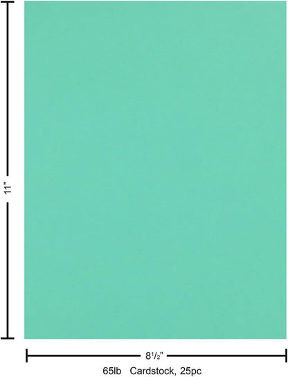 PA Paper Accents Stash Builder Cardstock 8.5" x 11" Aquarium, 65lb colored cardstock paper for card making, scrapbooking, printing, quilling and crafts, 25 piece pack