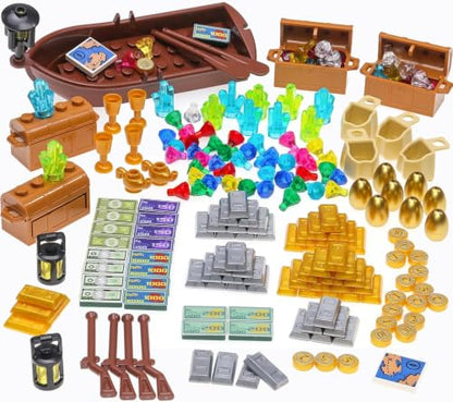 220 Pcs Pirate Treasure Money Parts Building Blocks Expedition Wooden Boats
