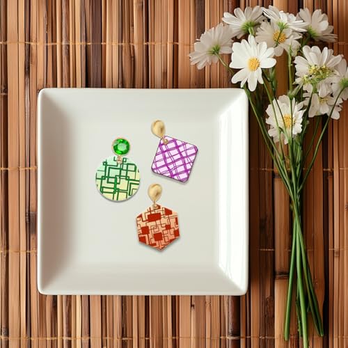 4 Pcs Graffiti Grid Polymer Clay Texture Sheets Abstract Squares Silicone Texture Stamp Seamless Pattern Modeling Pattern Pad Sheets for Jewelry and Earrings Tools